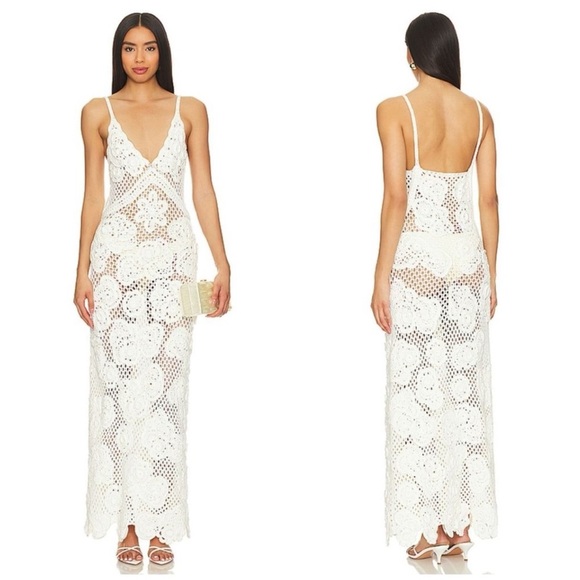 LOVESHACKFANCY Rohesia Appliquéd Crochet Dress - Picture 3 of 14